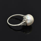 Vintage 14K White Gold Mabe Pearl Band Ring