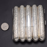 Antique Victorian A.C Birmingham Sterling Silver 5 Tube Cigar Case Holder