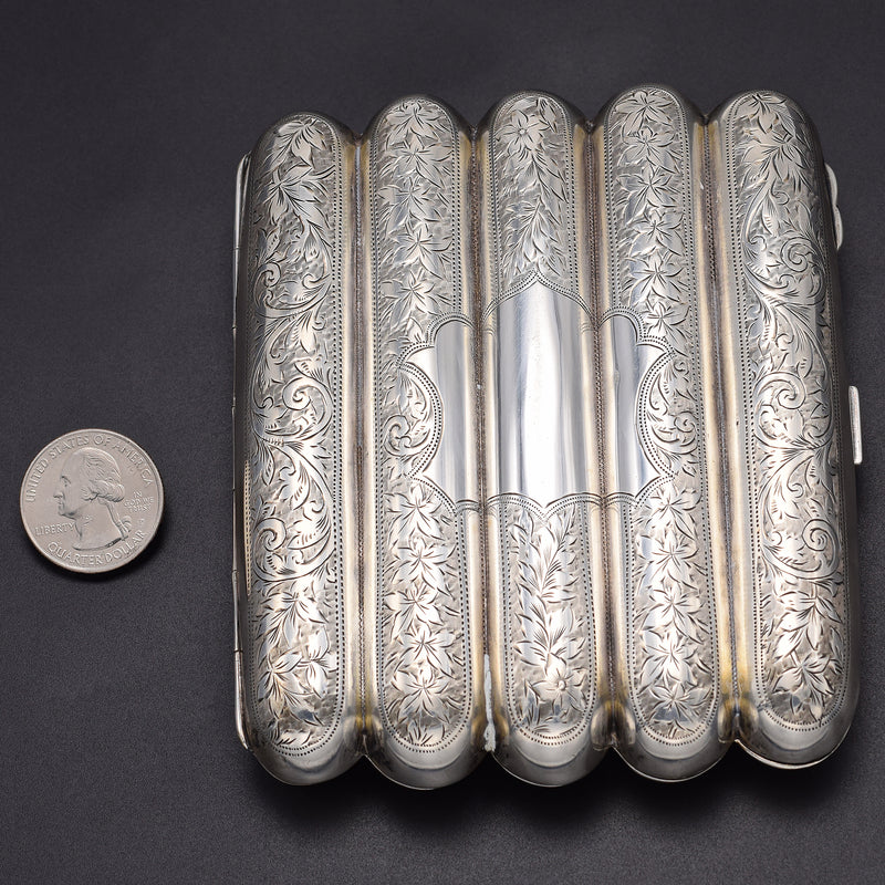 Antique Victorian A.C Birmingham Sterling Silver 5 Tube Cigar Case Holder