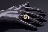 Vintage 18K Yellow Gold Blue Sapphire & 1.17 TCW Diamond Cocktail Ring + Box