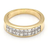 Vintage 14K Yellow Gold 1.20 TCW Diamond Two-Row Band Ring