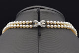 Vintage Platinum & 14K Gold Sea Pearl & 0.68 TCW Diamond Beaded Strand Necklace