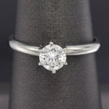 Vintage Platinum 0.64 Carat Round Diamond Solitaire Band Ring