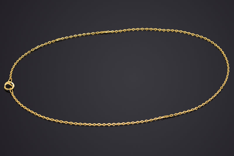 Vintage 24K Yellow Gold Rolo Link Chain Necklace 2 mm 7.4 Grams 18 Inches