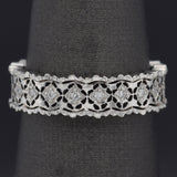Vintage 18K White Gold 0.055 TCW Diamond Filigree Eternity Band Ring