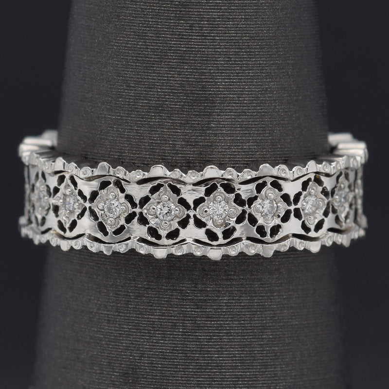 Vintage 18K White Gold 0.055 TCW Diamond Filigree Eternity Band Ring