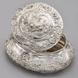 Antique 800 Silver Floral Etched Oval Box Case