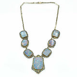 Antique 14K Yellow Gold Victorian Enamel Opal Necklace
