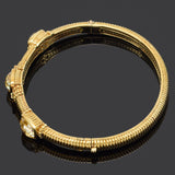 Judith Ripka 14K Gold Canary Crystal & Diamond Hinged Bangle Bracelet +Box 21.2G