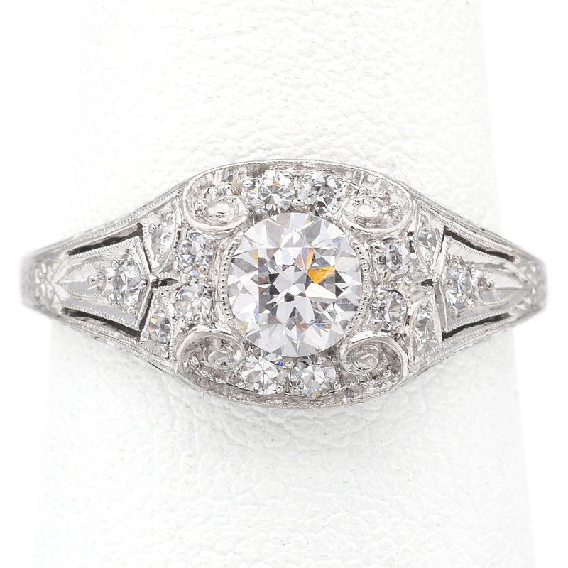 Antique Art Deco Platinum 0.67 TCW Diamond Band Ring Size 5 + Box