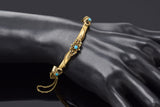 Antique Victorian 14K Gold Turquoise & Sea Pearl Hinged Bangle Bracelet