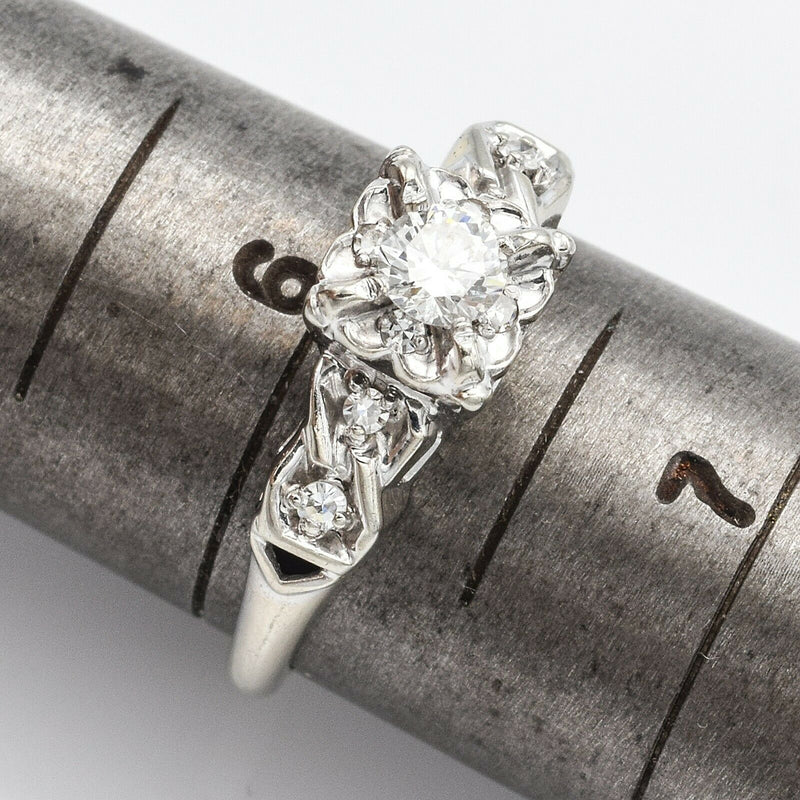 Vintage 14K White Gold 0.25 Ct Diamond Band Ring E/F VS-1