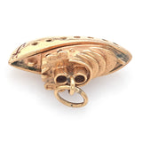 Vintage 14K Yellow Gold Red Enamel Bon Voyage Ship Charm Pendant