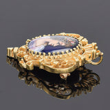 Antique French 14K Yellow Gold Hand Painted Portrait Brooch Pin Pendant 8.8Grams