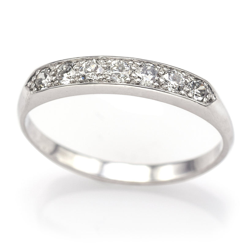 Vintage Platinum 0.42 TCW Diamond Semi-Eternity Band Ring