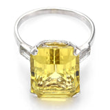 Vintage Platinum 8.02 Carat Citrine & 0.34 TCW Diamond Cocktail Ring