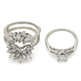 Vintage Platinum & 14K Gold 2.57 TCW Diamond Enhancer Guard Ring Set