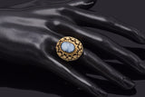 Antique Victorian 14K Yellow Gold Onyx Cameo Cocktail Ring