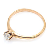 Antique 14K Yellow Gold 0.35 Ct Old Euro Cut Diamond Solitaire Band Ring