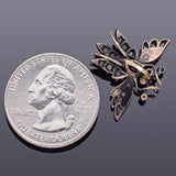 Antique 14K Gold & Sterling Silver Ruby & Rose Cut Diamond Butterfly Pendant
