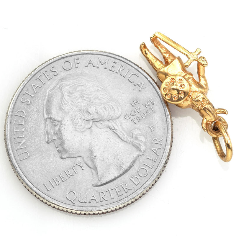 Vintage 14K Yellow Gold Viking Warrior Man Charm Pendant