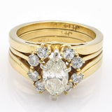 Vintage 14K Yellow Gold 0.84 Ct Marquise Diamond Three-Piece Ring Set