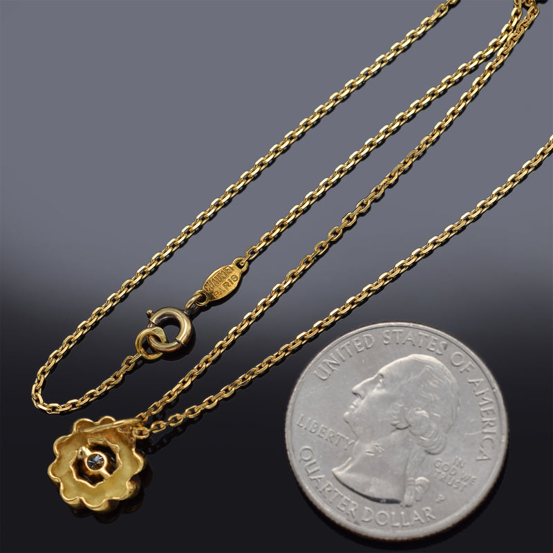 Chaumet 18K Yellow Gold Diamond Pendant Necklace E VS-1 + Box