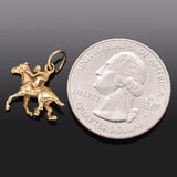 Vintage 14K Yellow Gold Equestrian Horse & Jockey Rider Charm Pendant