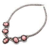 Vintage Sterling Silver Rhodochrosite Southwestern Navajo Pearl Necklace