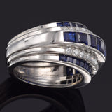 J.E. Caldwell Platinum Sapphire & 0.62 TCW Diamond Band Ring