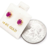 Estate 14K Yellow Gold Ruby Oval Stud Earrings 4.9 x 3.9 mm -New on Card