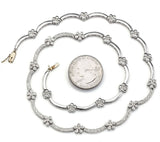 Vintage 14K White Gold 1.02 TCW Diamond Floral Link Necklace