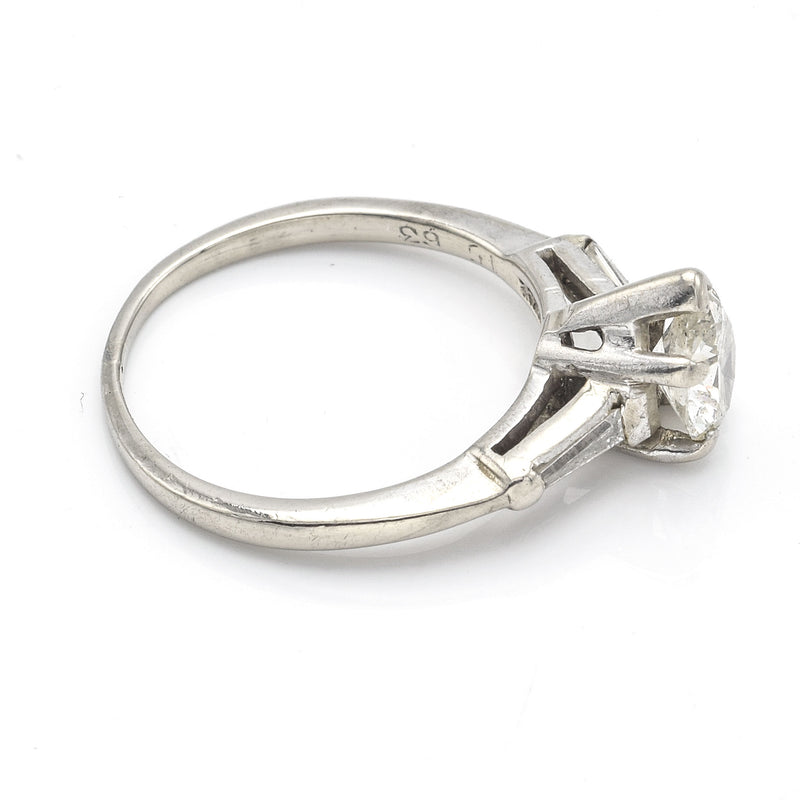 Vintage 14K White Gold 0.63 Ct Diamond Three-Stone Band Ring