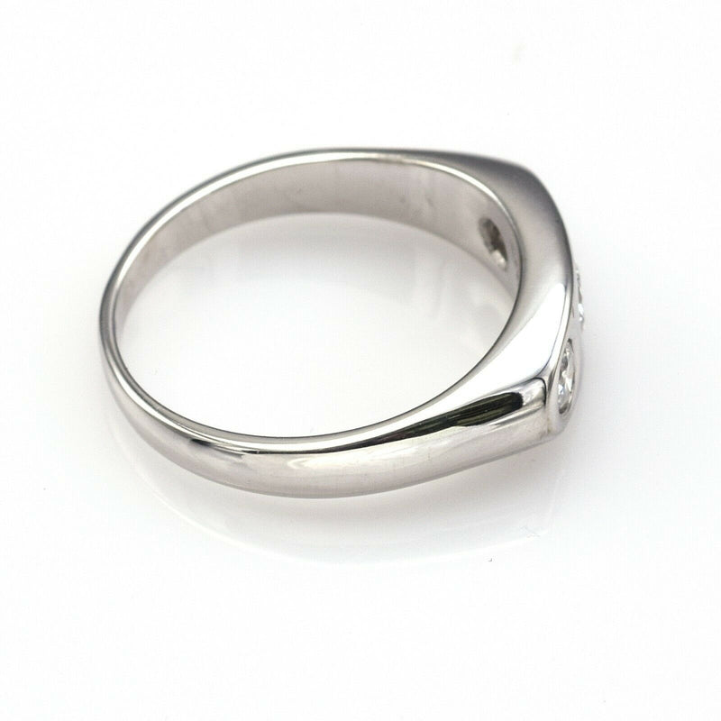 Vintage 14K White Gold 0.78 TCW Diamond Three-Stone Band Ring G/H