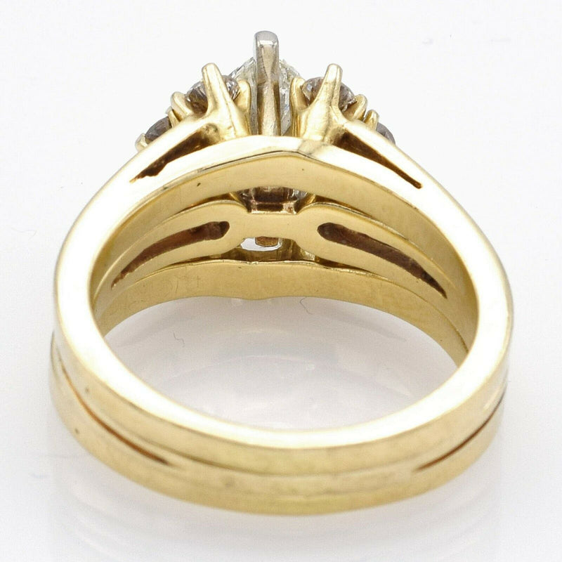 Vintage 14K Yellow Gold 0.84 Ct Marquise Diamond Three-Piece Ring Set