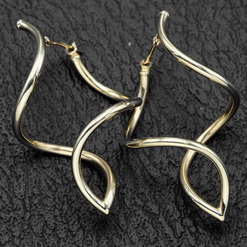 Vintage 14K Yellow Gold Twist Swirl Drop Dangle Earrings