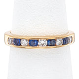 Vintage 14K Yellow Gold Sapphire & Diamond Semi-Eternity Band Ring