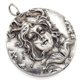 Vintage Henryk Winograd HW 999 Fine Silver Repoussé Flower Maiden Pendant