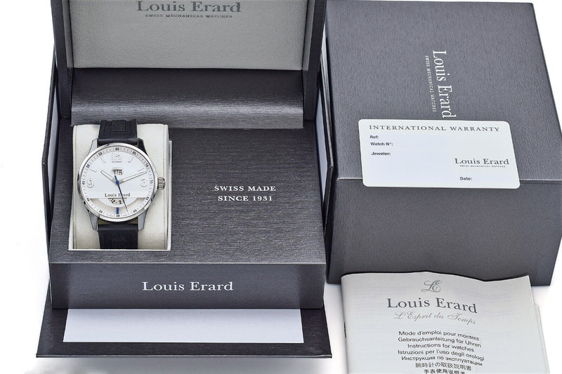Louis Erard 1931 Dual Time Automatic Men's Watch 82 224 AA01 + Box, Card, Manual