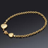 Vintage 18K Yellow Gold Heart, Sun & Star Diamond Cable Necklace