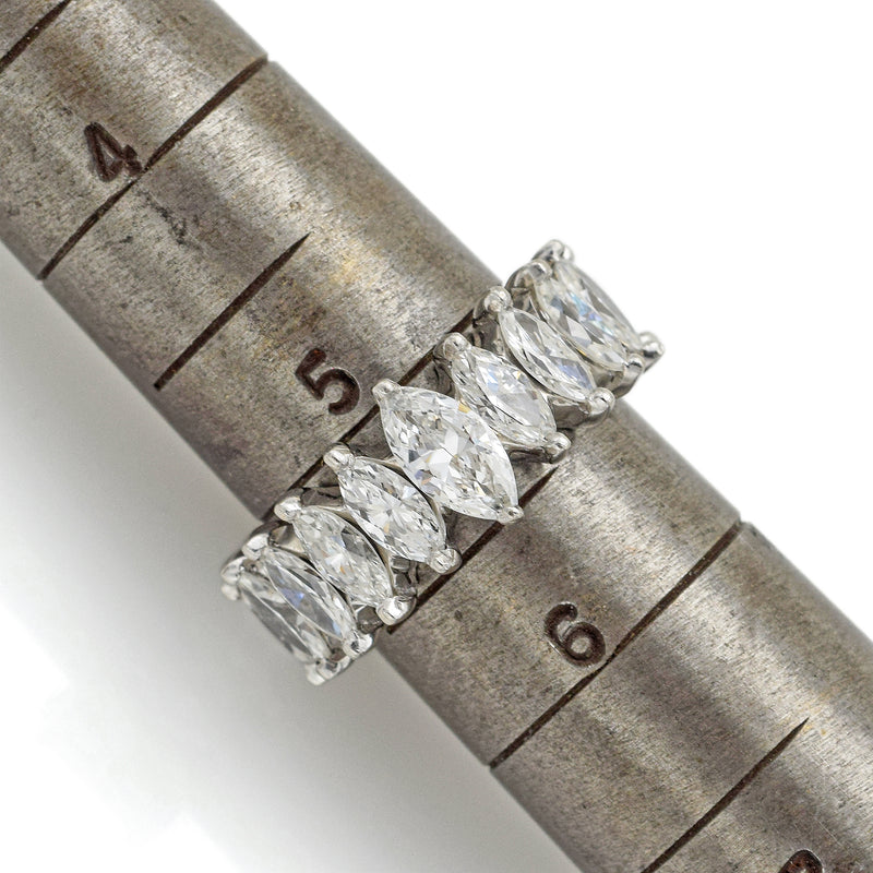 Vintage Platinum 3.72 TCW Diamond Marquise Eternity Band Ring + Box Size 5.25