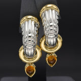 Vintage Van Cleef & Arpels 18K Yellow Gold Sterling Silver Citrine Earrings
