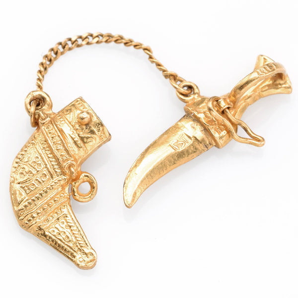 Vintage 22K Yellow Gold Sword Dagger Sheath Charm Pendant