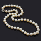 Vintage Platinum & 14K Gold Sea Pearl & 0.77 TCW Diamond Beaded Strand Necklace