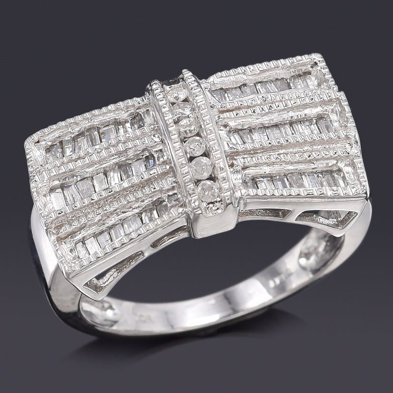 Vintage 14K White Gold 0.53 TCW Diamond Baguette Band Ring