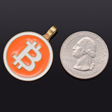 14K Yellow Gold Bitcoin (₿) Cryptocurrency Enamel Pendant