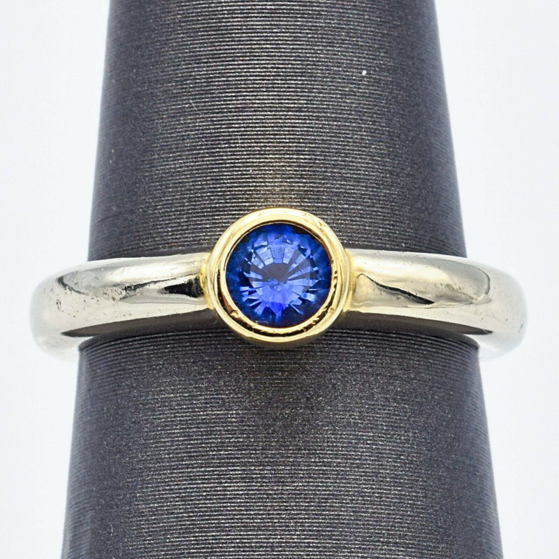 Estate 14K White And Yellow Gold Sapphire Ring