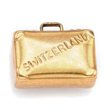Vintage 14K Yellow Gold Switzerland Suitcase Charm Pendant