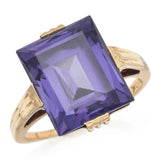 Vintage 10K Yellow Gold 8.13 Ct Blue Purple Sapphire Cocktail Ring