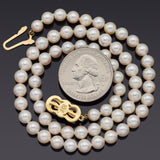 Mikimoto 18K Gold Pinkish White Cultured Pearl Beaded Strand Necklace Box Paper
